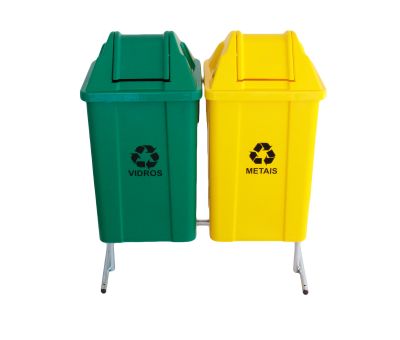 Conjunto para Coleta Seletiva com 2 Lixeiras (Quadrada) - JSN - Image 2