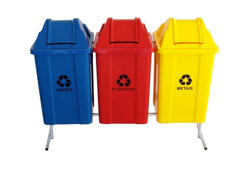Conjunto para Coleta Seletiva 3 Lixeiras (Quadrada) - JSN - Image 2