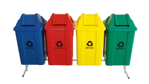 Conjunto para Coleta Seletiva 4 Lixeiras (Quadrada) - JSN - Image 2