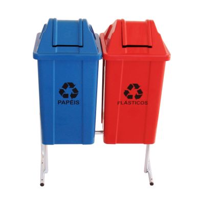Conjunto para Coleta Seletiva com 2 Lixeiras (Quadrada) - JSN