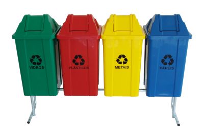 Conjunto para Coleta Seletiva 4 Lixeiras (Quadrada) - JSN