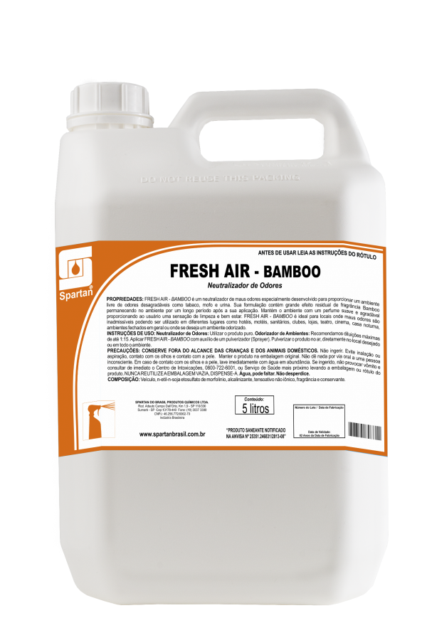 FRESH AIR BAMBOO - Neutralizador de odores- 5 Litros (01 litro faz até 15 litros)