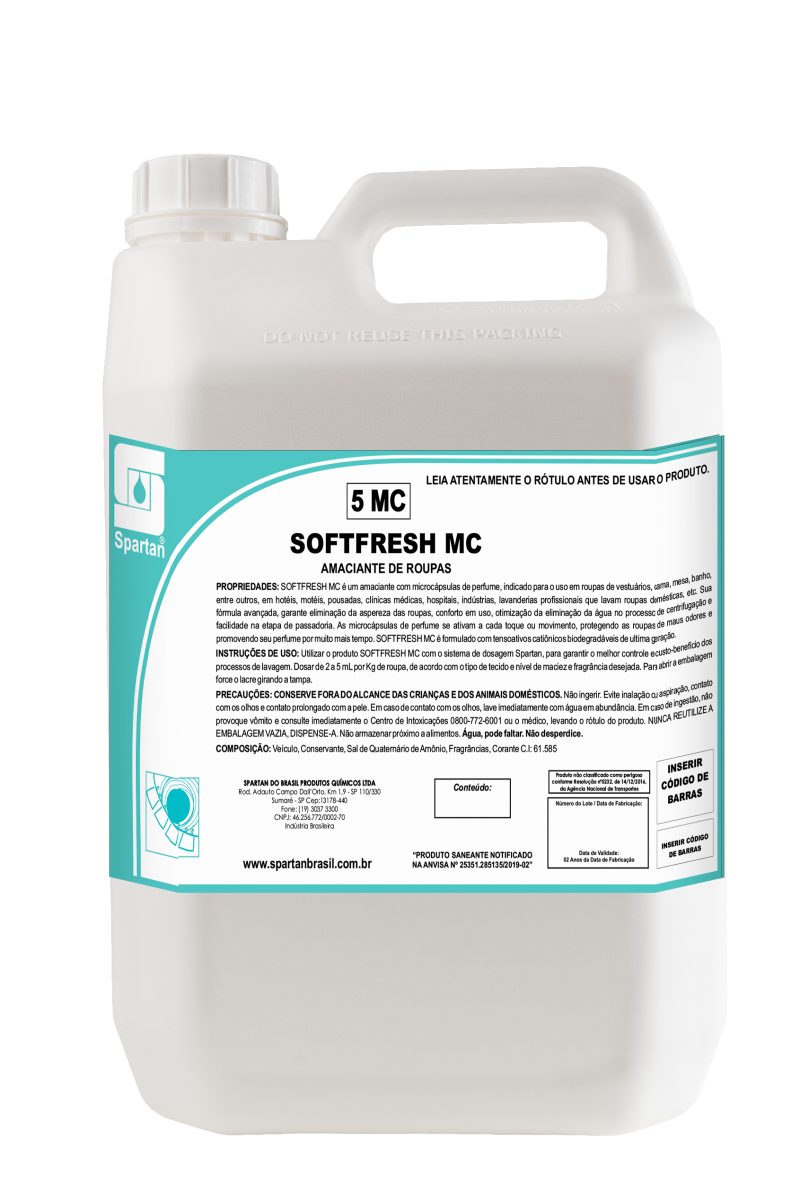 SOFTFRESH MC - Amaciante - (3 a 10 ml por Kg de Roupa)