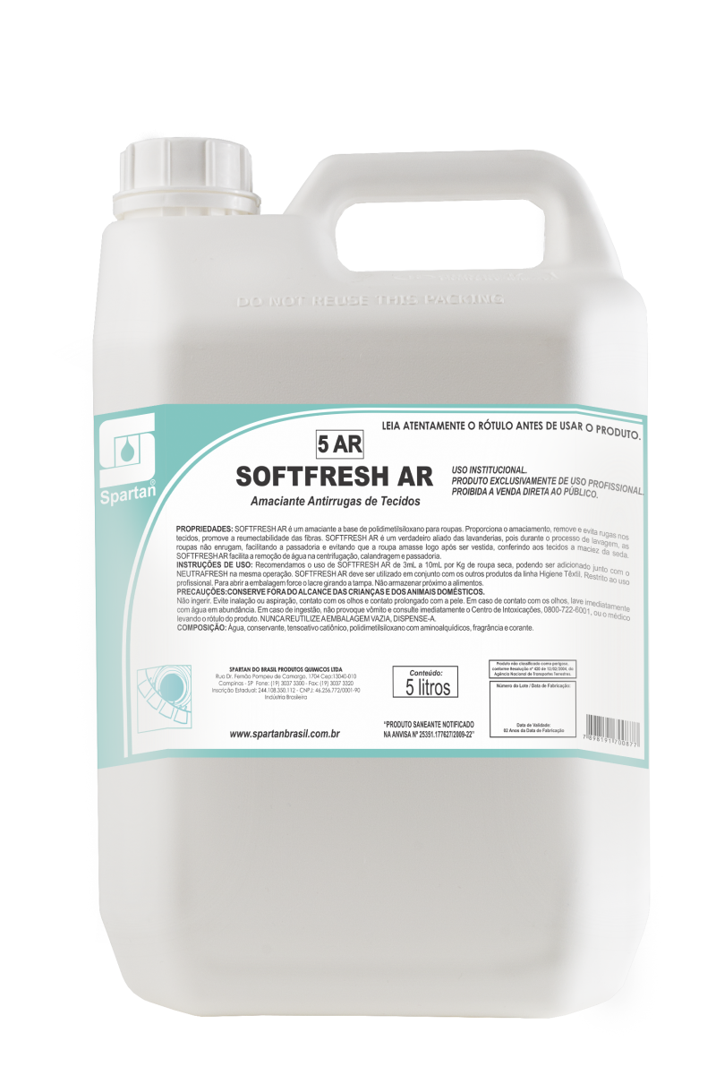 SOFTFRESH AR - Amaciante antirrugas (3 a 10 ml por Kilo de Roupa)